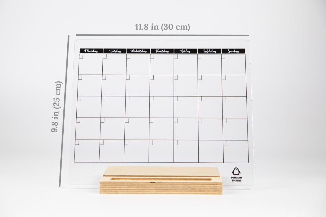 MONTHLY Acrylic Desk Planner with Wooden Stand