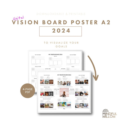 DIGITAL VISION BOARD SET 2: Mini Goal Planner & Vision Board Poster A2