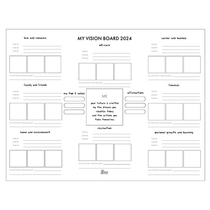 ULTIMATE DIGITAL VISION BOARD 2024 SET 3in1: Mini Goal Planner + Vision Board Journal + Vision Board Poster