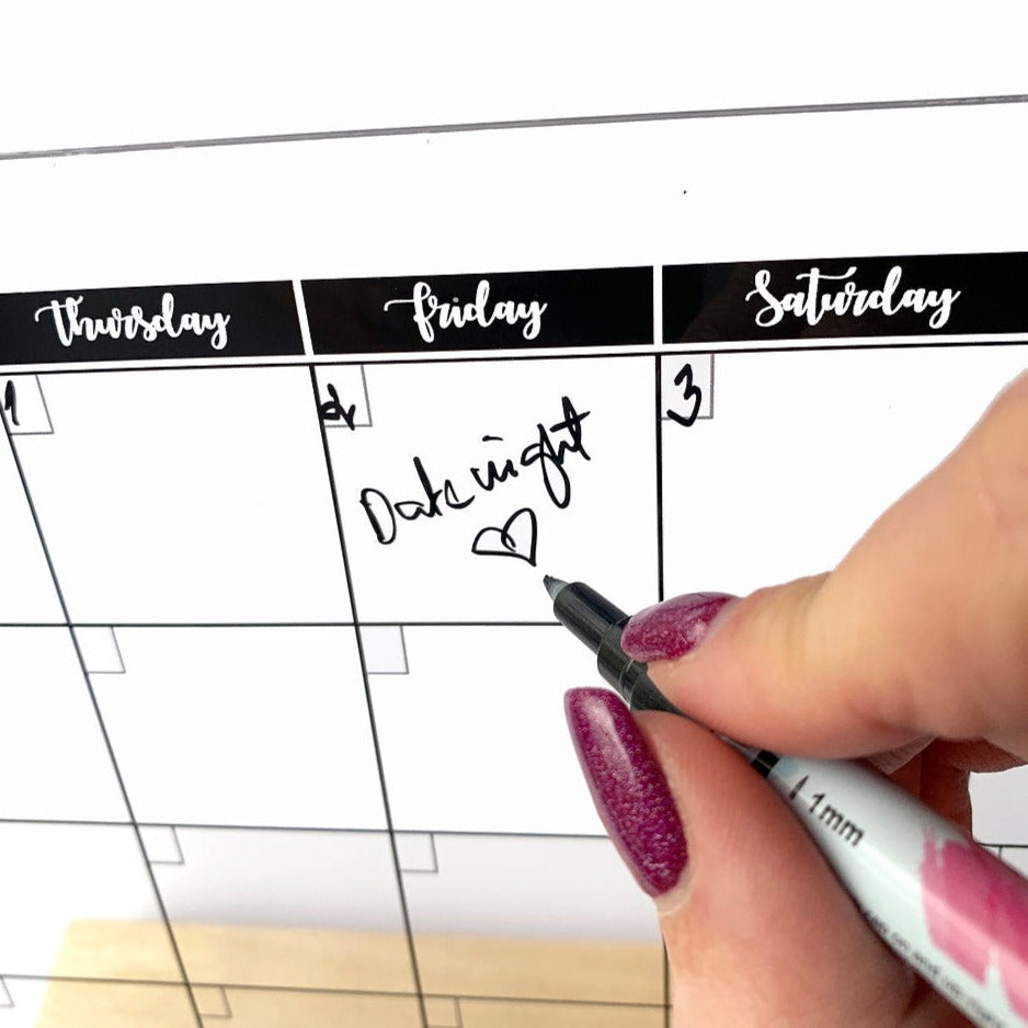 MONTHLY Acrylic Desk Planner with Wooden Stand