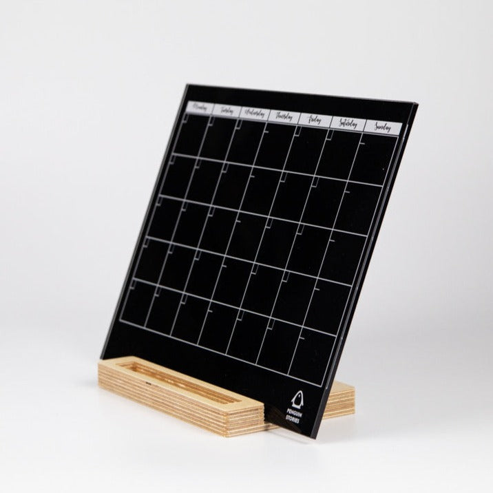 MONTHLY Acrylic Desk Planner with Wooden Stand