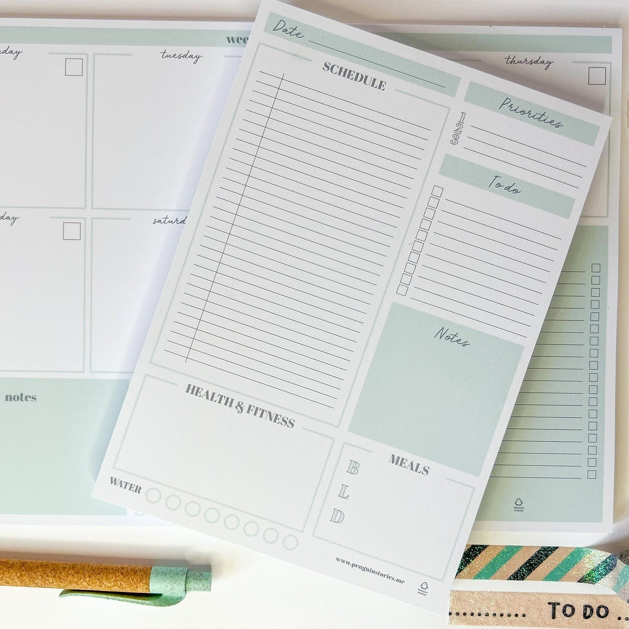Undated Daily planner pad - GREEN