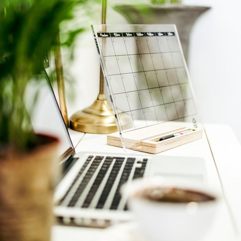 MONTHLY Acrylic Desk Planner with Wooden Stand