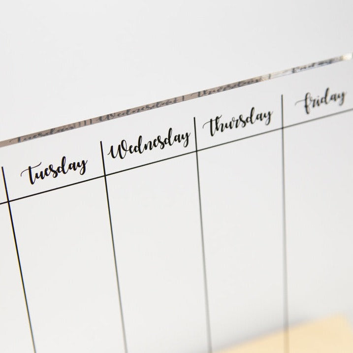 WEEKLY Acrylic Desk Planner with Wooden Stand