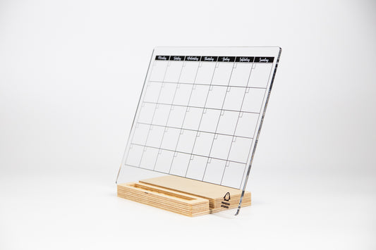 MONTHLY Acrylic Desk Planner with Wooden Stand