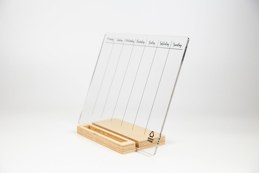 WEEKLY Acrylic Desk Planner with Wooden Stand