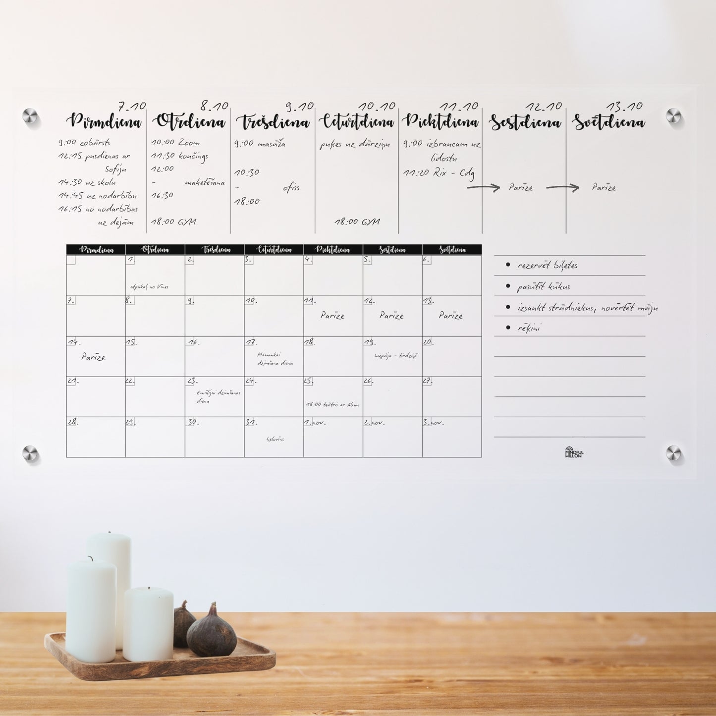 Acrylic Wall Planner "CLEAR VISION" - HUGE