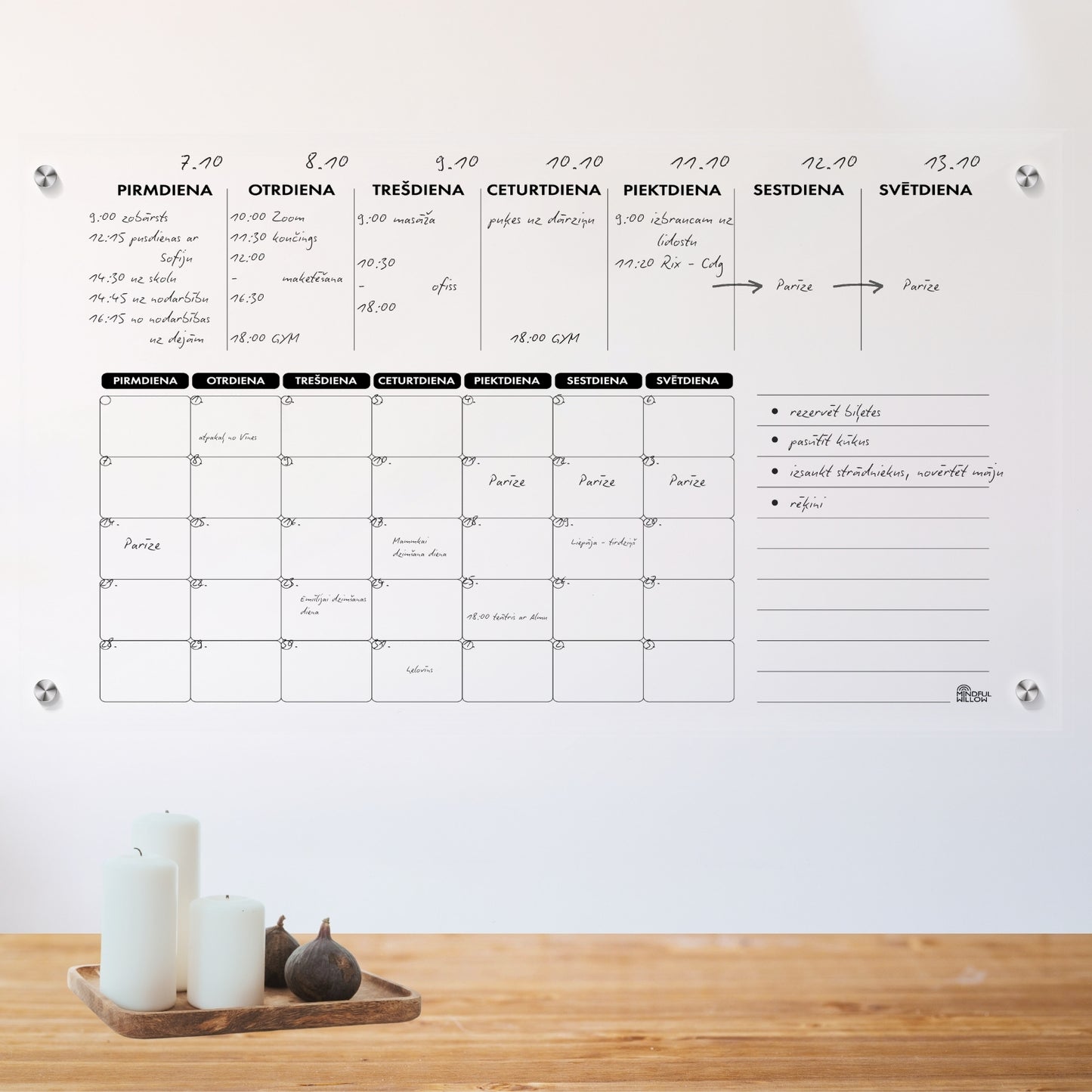 Acrylic Wall Planner "CLEAR VISION" - HUGE