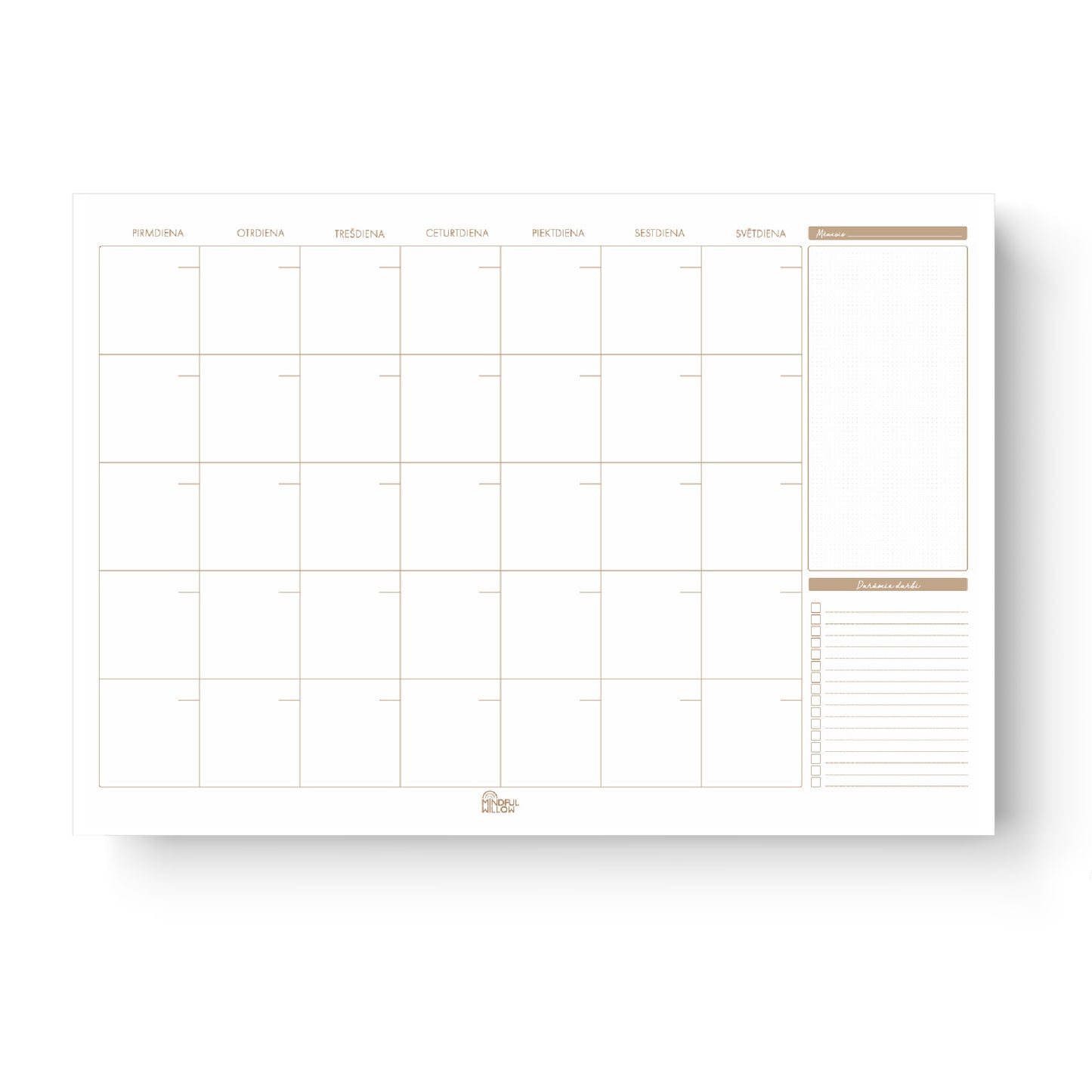 Undated Monthly planner pad - A3, 36 pages