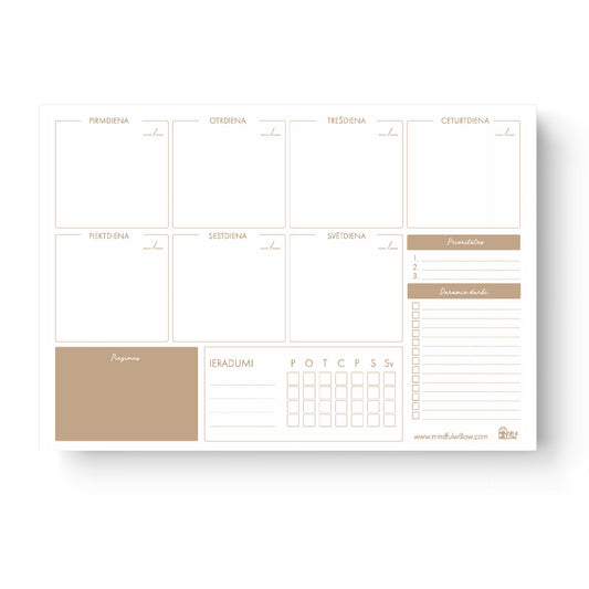 Undated Weekly planner pad - A4, 52 pages