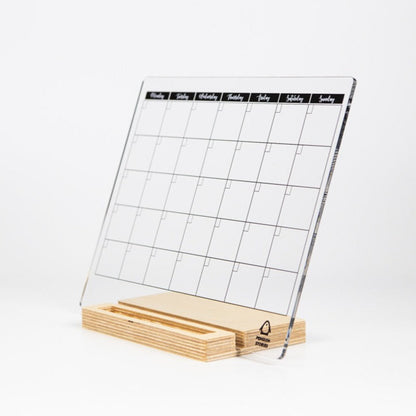 MONTHLY Acrylic Desk Planner with Wooden Stand