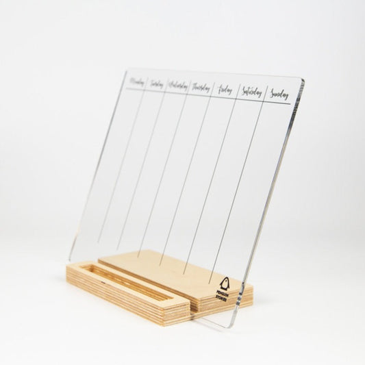 WEEKLY Acrylic Desk Planner with Wooden Stand