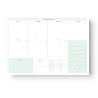 Undated Weekly planner pad - GREEN